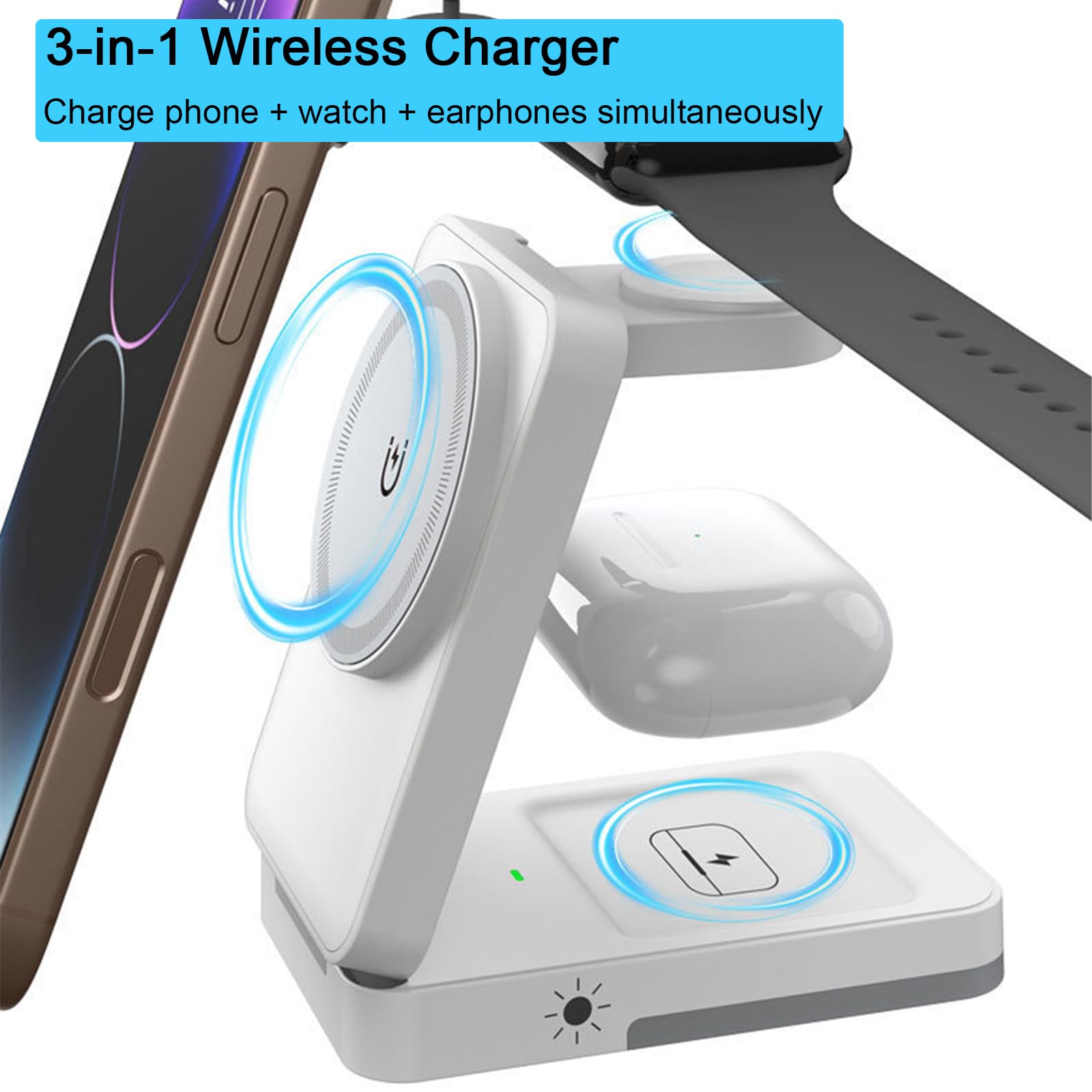 3-in-1 Foldable Wireless Charg - Usb C Earphone recension och pris